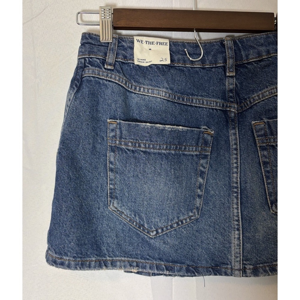 Free People Wynne Denim Skirt Size 25 Blue Casual Button Up Wrap Preppy Y2K - Picture 6 of 12